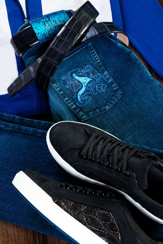 Zilli men's straight fit cotton denim jeans with embroidery
 148338 - photo 2