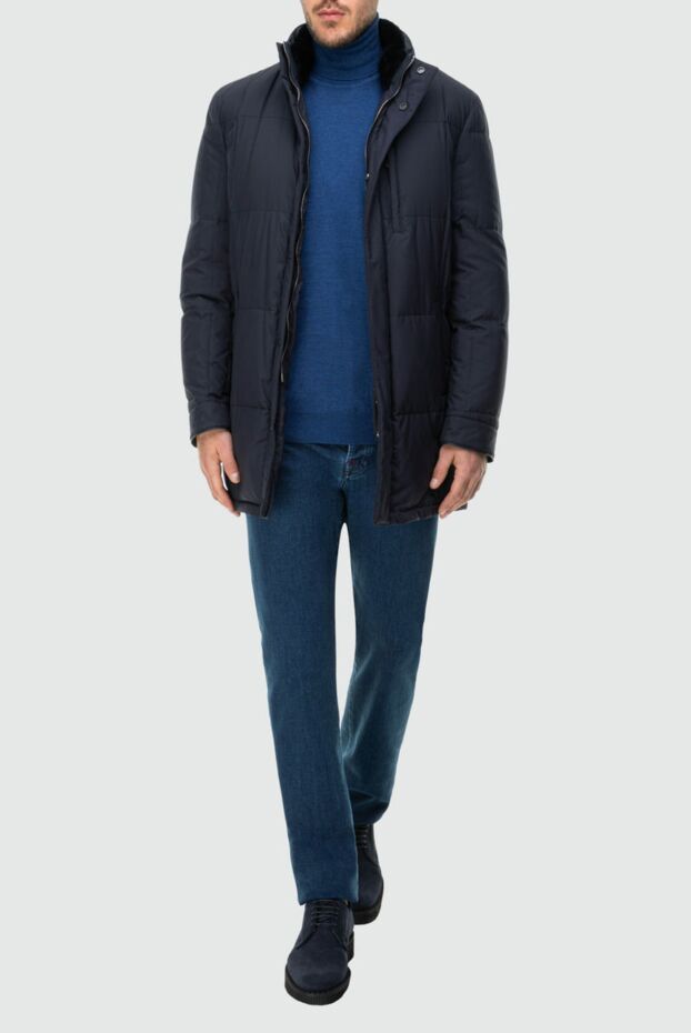 Enrico Mandelli men's blue extended insulated silk jacket 148361 - photo 2