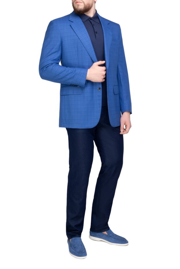 Stefano Ricci men's light blue wool jacket with a fine check pattern 149097 - photo 2