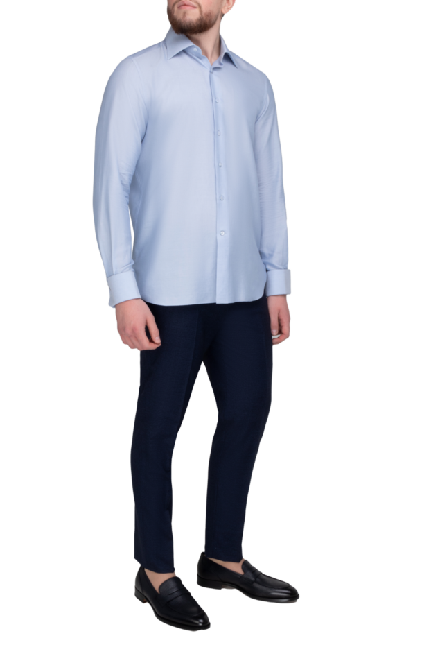 Stefano Ricci blue cotton and silk shirt for men 149106 - photo 2