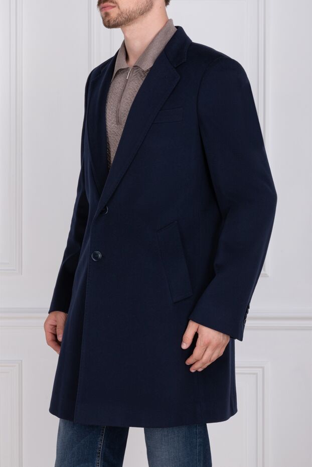 Cesare di Napoli men's single-breasted blue chesterfield coat 149199 - photo 3