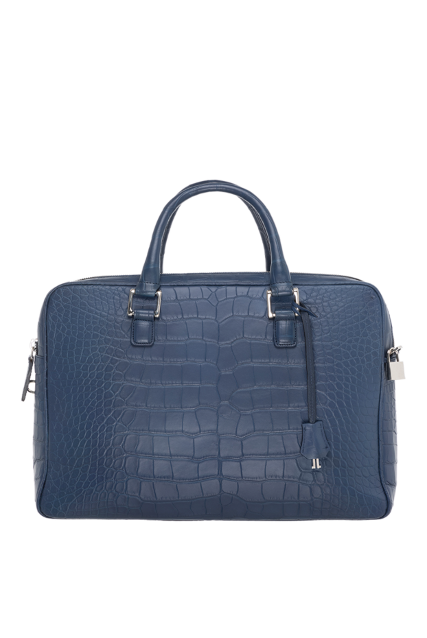 Cesare di Napoli иыққа ілінетін көк аллигатор былғары портфелі ерлерге арналған 149268 - фото 1