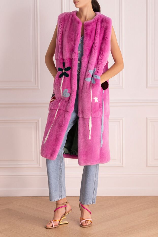 Daniela Vezza vest made of natural fur pink for women 149327 - photo 2