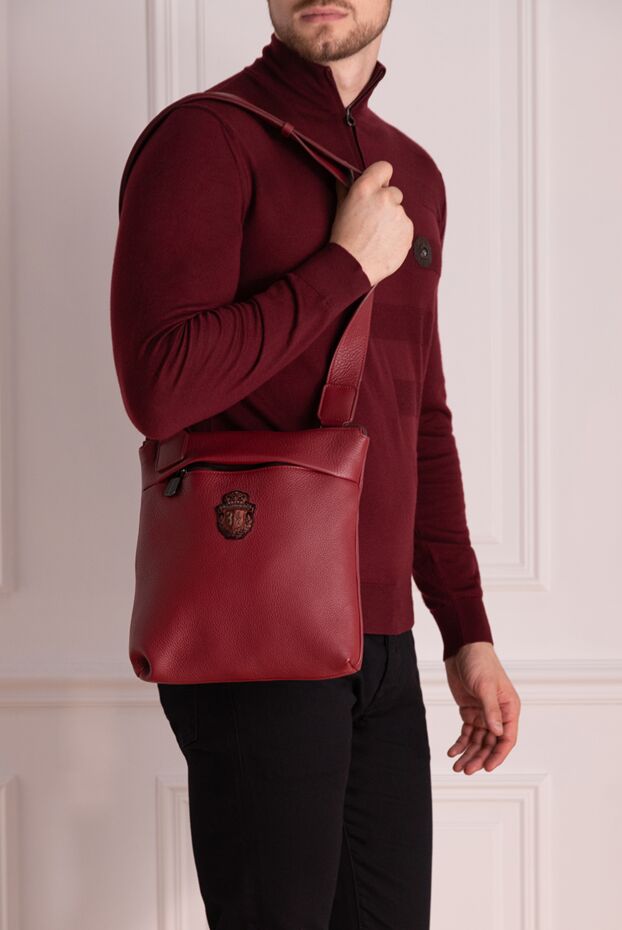 Billionaire shoulder bag made of genuine leather burgundy for men 149474 - photo 3