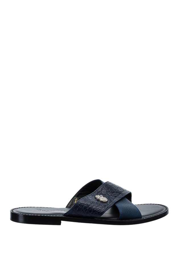 Billionaire leather sandals blue with crossed textured straps men's 149483 - photo 1