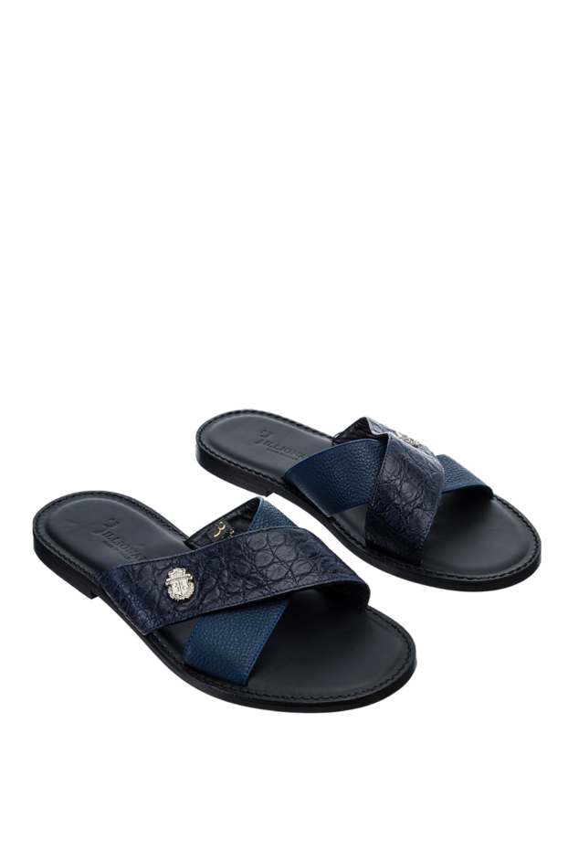Billionaire leather sandals blue with crossed textured straps men's 149483 - photo 3