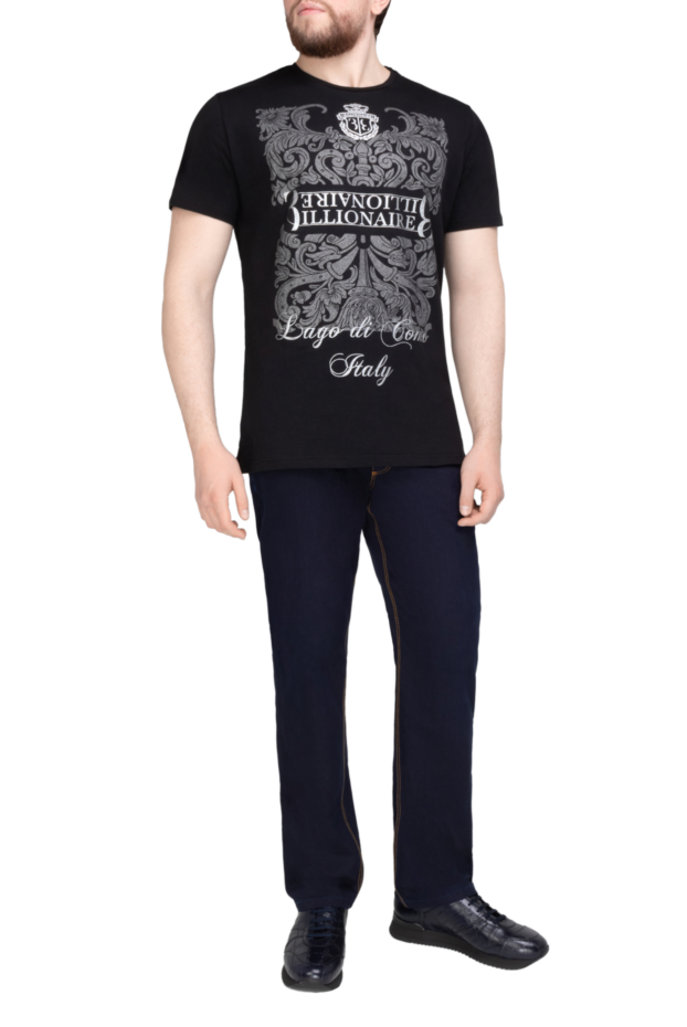 Billionaire exclusive black t-shirt with silver baroque pattern and the inscription lago di como 149485 - photo 2