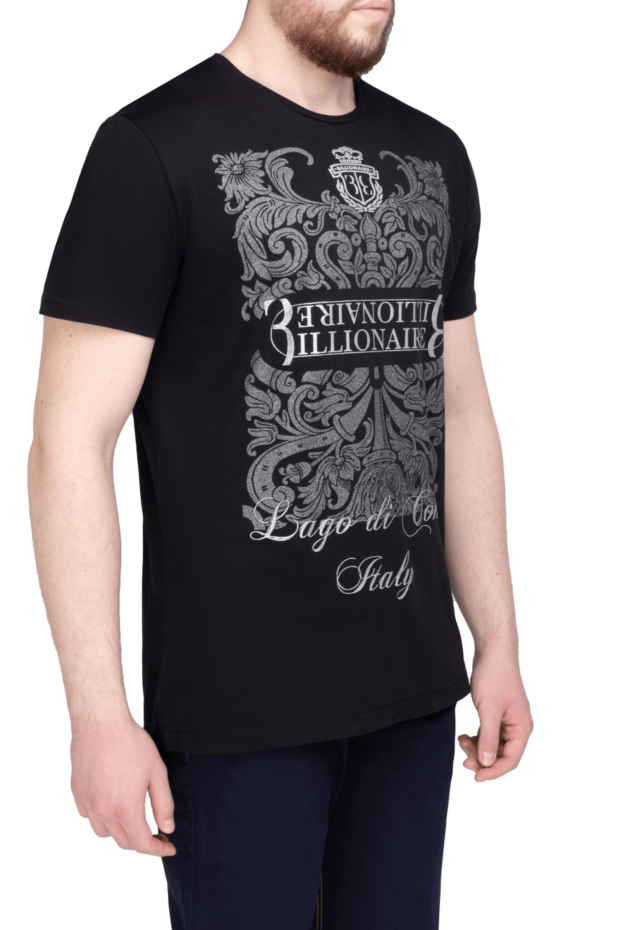 Billionaire exclusive black t-shirt with silver baroque pattern and the inscription lago di como 149485 - photo 3