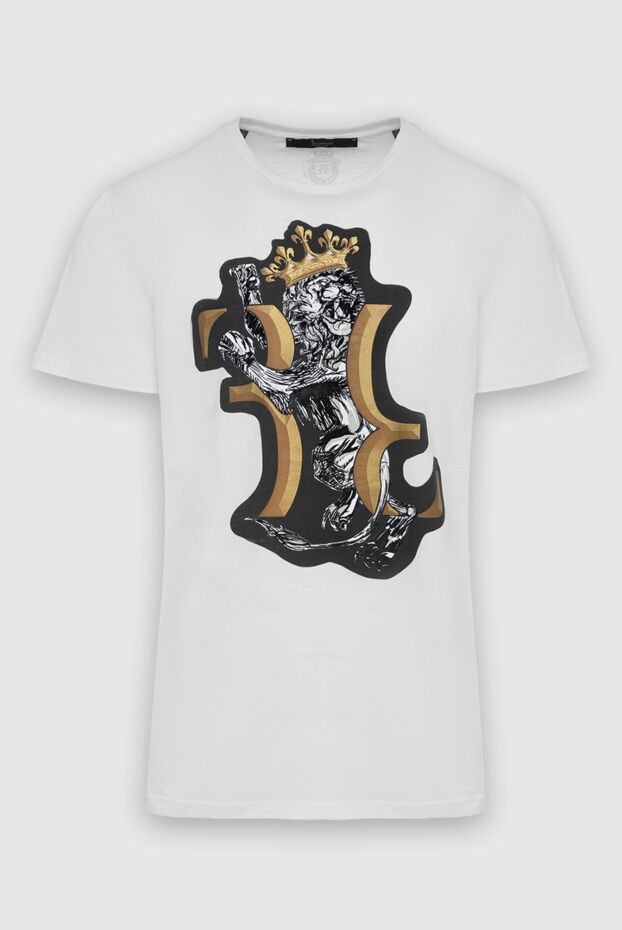 Billionaire men's white cotton jersey t-shirt with a large heraldic print 149491 - photo 1