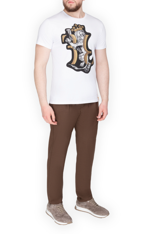 Billionaire men's white cotton jersey t-shirt with a large heraldic print 149491 - photo 3