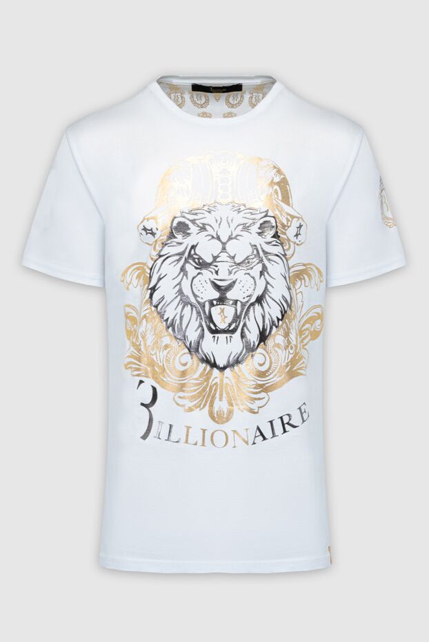 Billionaire men's white t-shirt made of heavy cotton jersey with a gold lion print 149495 - photo 1