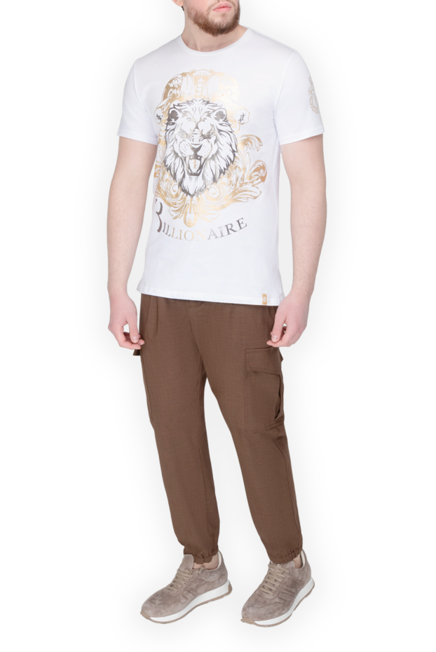 Billionaire men's white t-shirt made of heavy cotton jersey with a gold lion print 149495 - photo 3