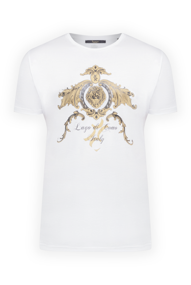 Billionaire men's white fine jersey t-shirt with gold heraldic print 149498 - photo 1
