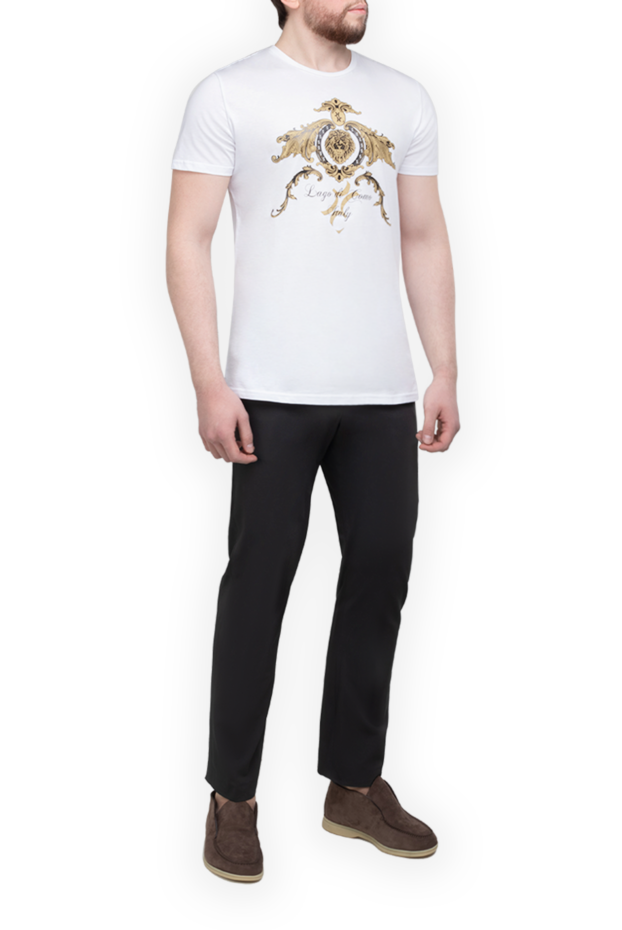 Billionaire men's white fine jersey t-shirt with gold heraldic print 149498 - photo 2
