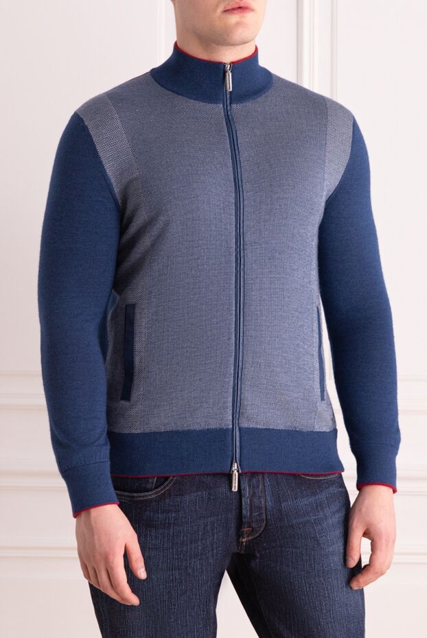 Stefano Ricci men's light blue cashmere zip-up jumper
 149574 - photo 3