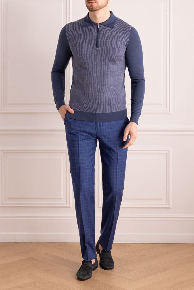 Cesare di Napoli men's silk long sleeve polo collar jumper 149870 - photo 2