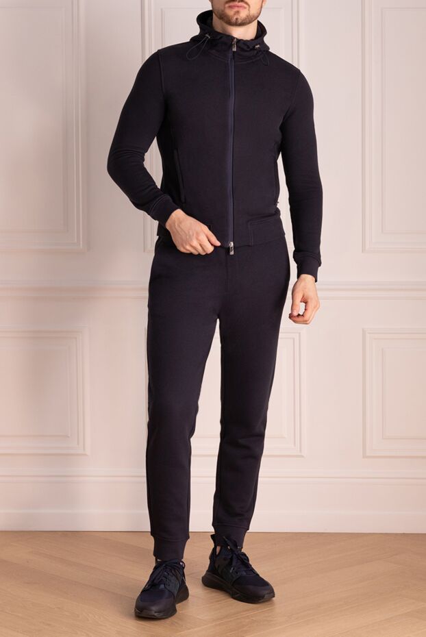 Corneliani men’s dark blue cotton tracksuit with hood and elastic drawstring 149999 - photo 2