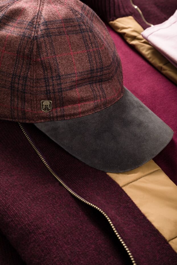 Corneliani кепка из шелка, кашемира и натуральной кожи бордовая мужская 150005 - фото 2