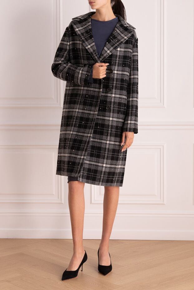 Ermanno Scervino пальто из шерсти и хлопка серое женское 150139 - фото 2