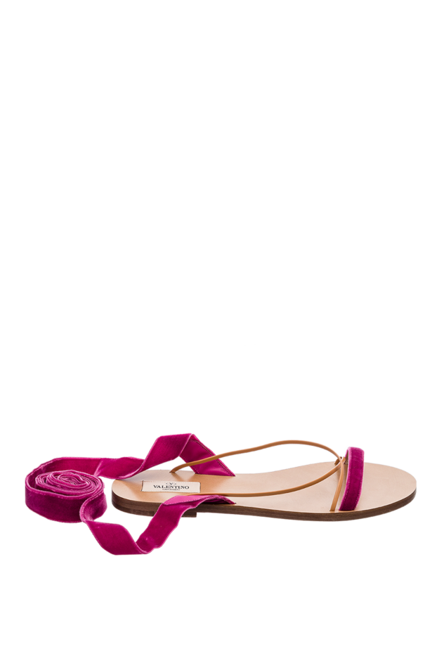 Valentino сандалии женские с велюровыми лентами розовые 150169 - фото 1