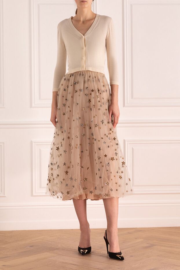 Valentino lightweight layered skirt with starry embroidery and elastic waistband 150190 - photo 2