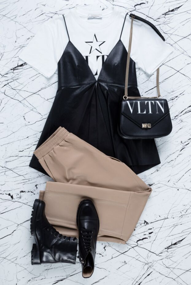 Valentino қара былғары жалаңаш үстіңгі 150194 - фото 2