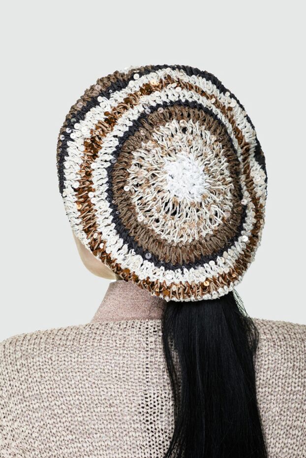 Brunello Cucinelli brown women's beret with sewn beads 150307 - photo 2