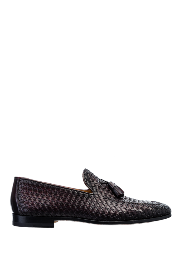 Magnanni мужские коричневые лоферы из плетеной кожи с кисточками 150325 - фото 1