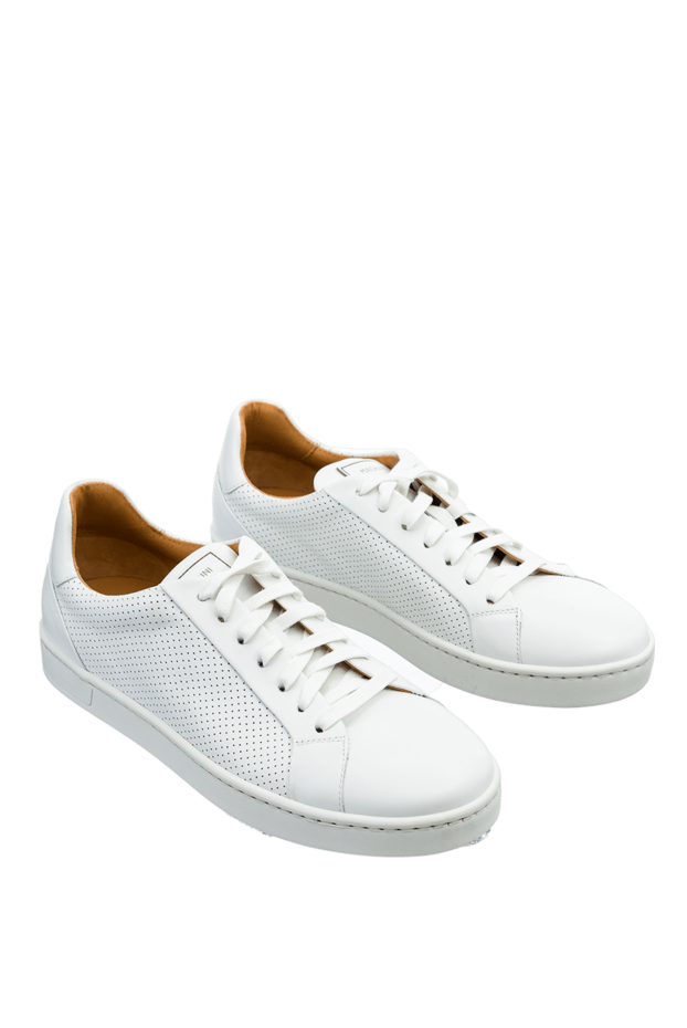 Magnanni white perforated handmade leather sneakers 150329 - photo 3