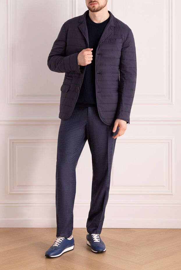 Brunello Cucinelli ойықтары бар көк түсті нейлон күртешесі 150396 - фото 2