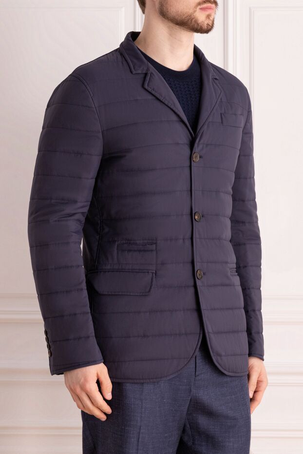 Brunello Cucinelli ойықтары бар көк түсті нейлон күртешесі 150396 - фото 3