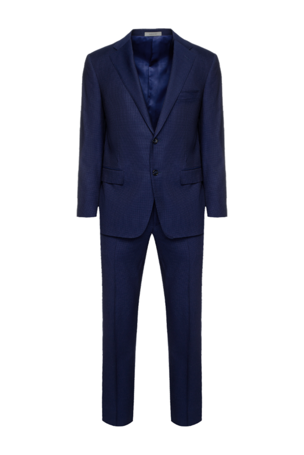 Corneliani men’s blue suit made of wool fabric with microstructure 150475 - photo 1
