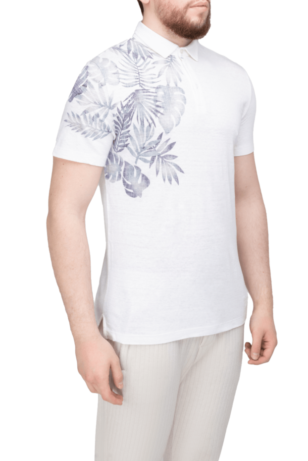 Corneliani white linen polo for men 150490 - photo 3