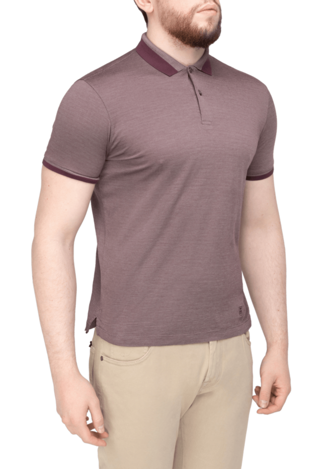 Corneliani beige men's button-down polo shirt with contrast trim 150494 - photo 3