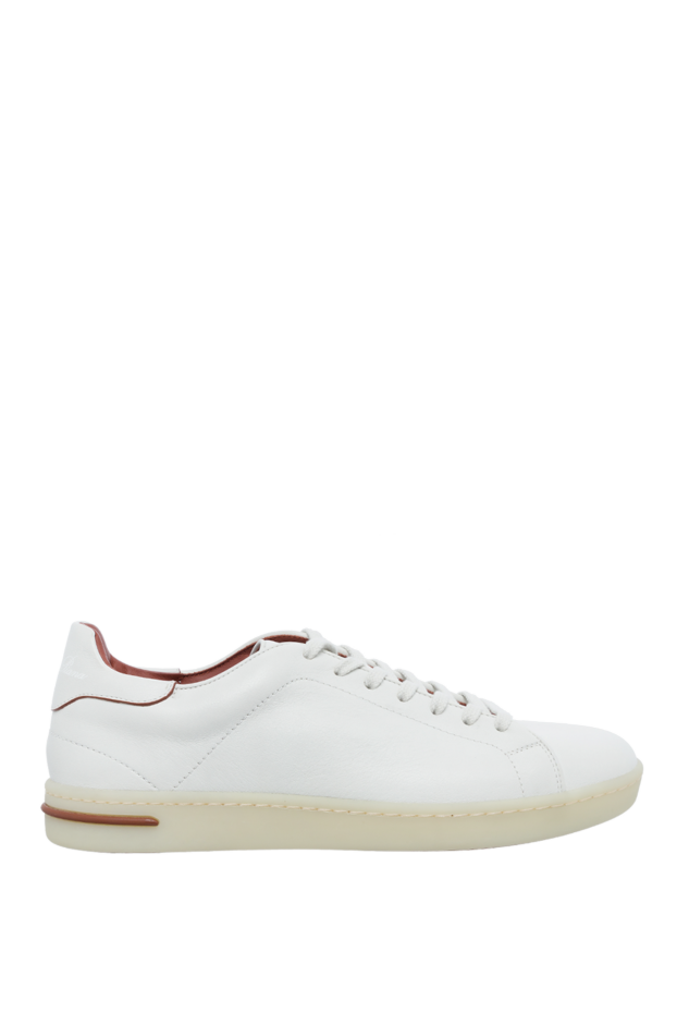White leather sneakers with burgundy interior and light sole
- photo 1