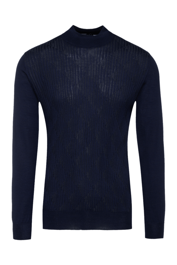 Zilli men’s blue wool jumper with a high collar and a textured pattern 150626 - photo 1