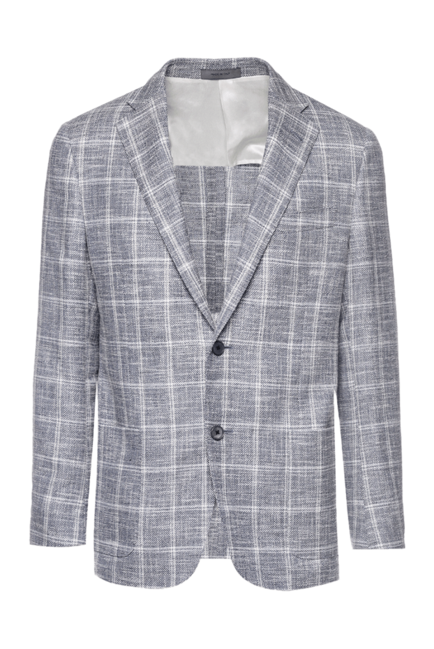 Corneliani men's blue textured checkered jacket made of natural fabric
150867 - photo 1