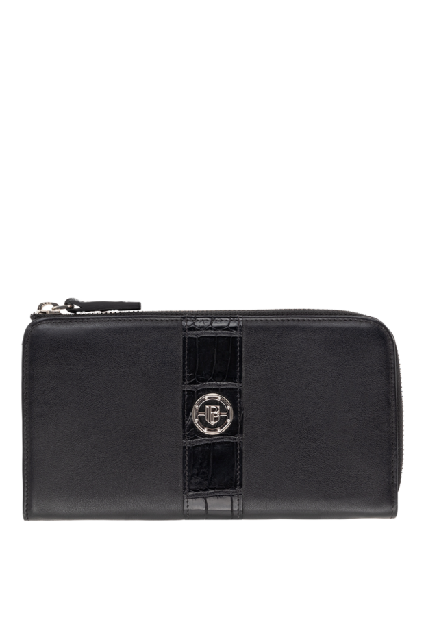 Pellettieri di Parma men's black leather clutch with zipper decorated with brand emblem 151009 - photo 1