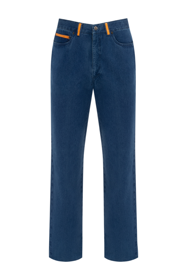 Stefano Ricci men's blue jeans with orange crocodile trim 151079 - photo 1