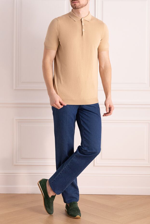 Stefano Ricci men's blue jeans with orange crocodile trim 151079 - photo 2