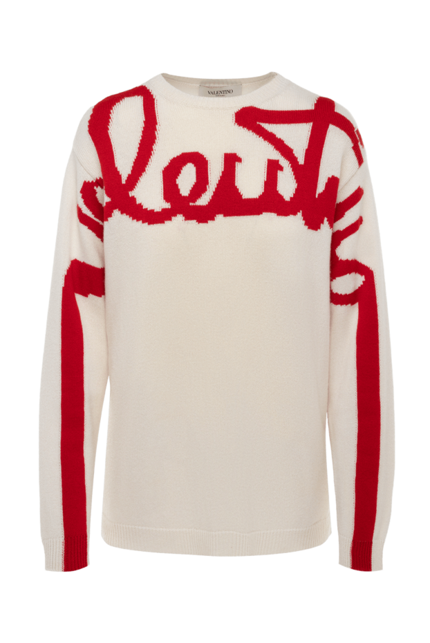 Valentino white women’s cashmere jumper with a contrasting logo print 151210 - photo 1