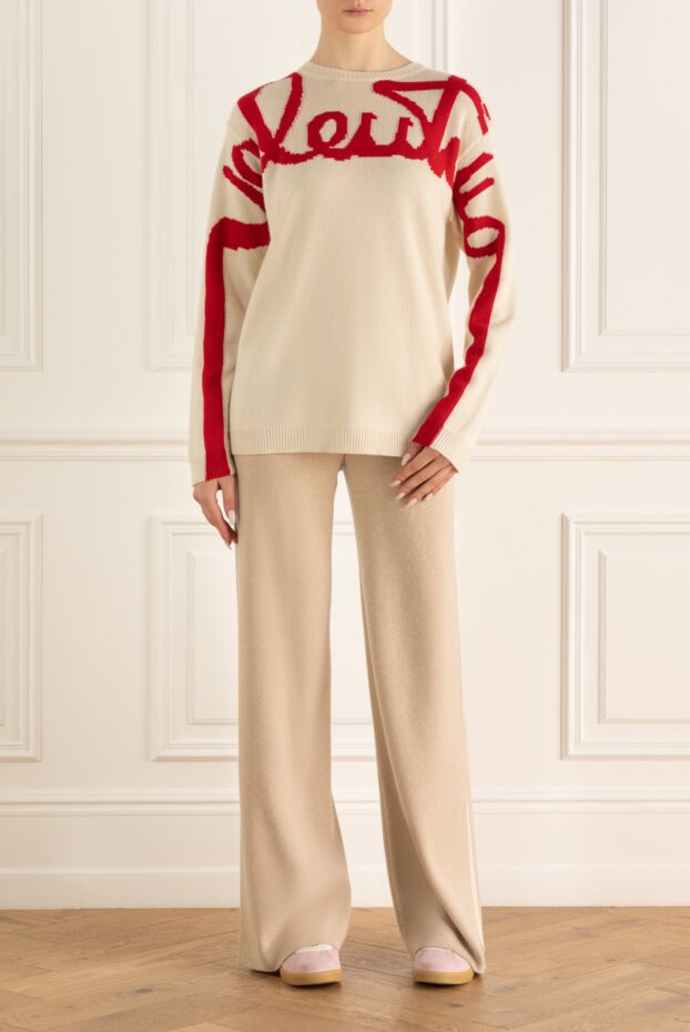 Valentino white women’s cashmere jumper with a contrasting logo print 151210 - photo 2