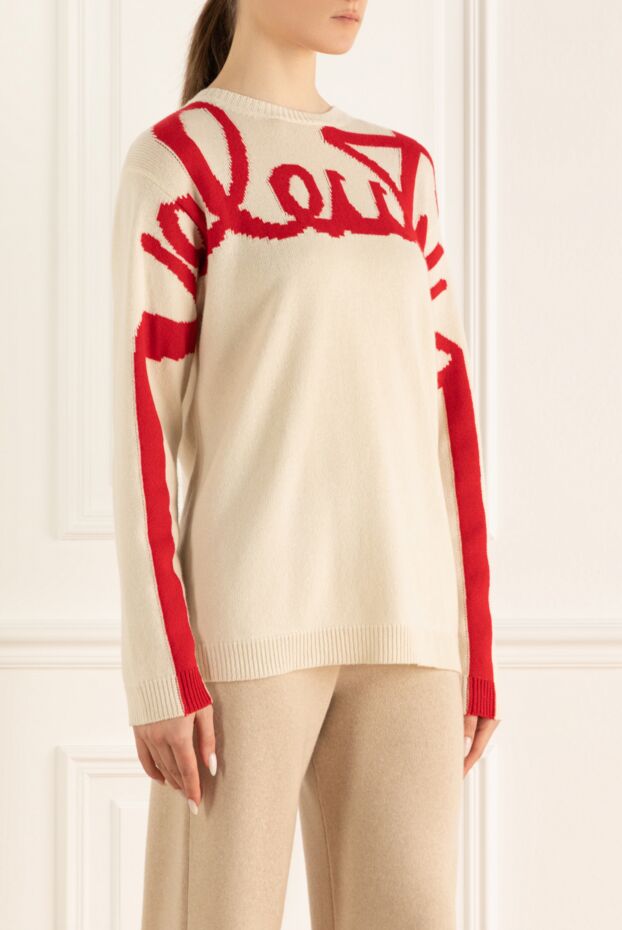 Valentino white women’s cashmere jumper with a contrasting logo print 151210 - photo 3