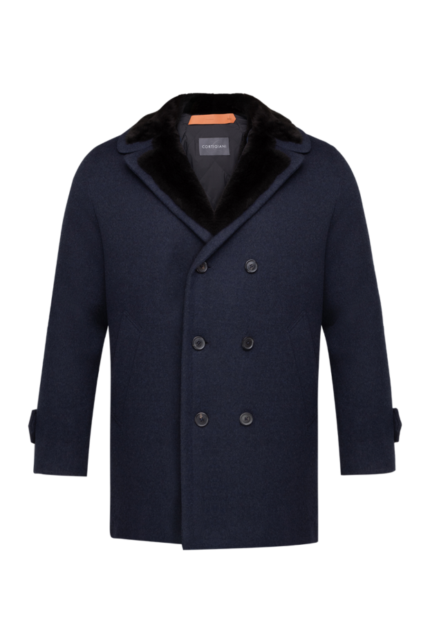 Cortigiani jacket with fur and wool blue for men 151304 - photo 1