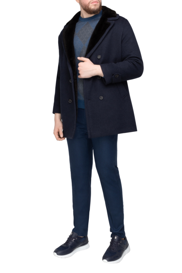 Cortigiani jacket with fur and wool blue for men 151304 - photo 2