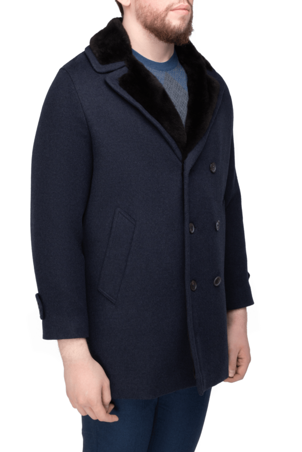 Cortigiani jacket with fur and wool blue for men 151304 - photo 3