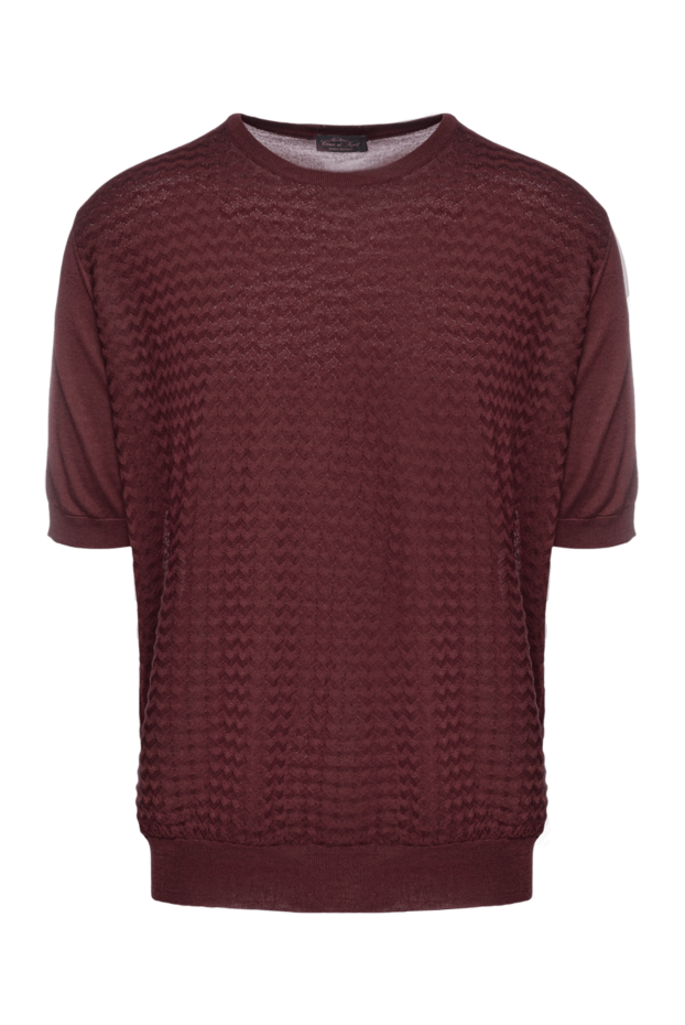 Cesare di Napoli burgundy silk short-sleeve jumper with patterned design for men 151639 - photo 1