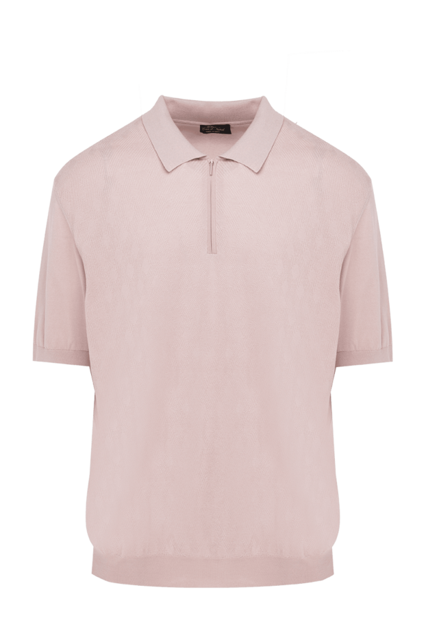 Cesare di Napoli silk polo shirt light pink with diamond mesh men's 151647 - photo 1