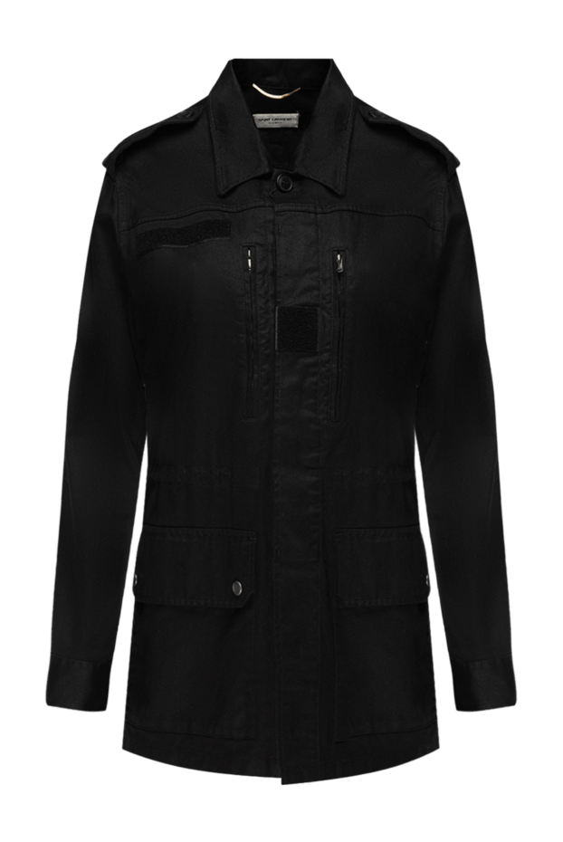 Saint Laurent әйелдерге арналған мақта және рами желден қорғаныш, қара 151654 - фото 1