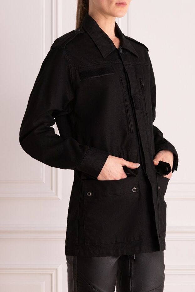 Saint Laurent әйелдерге арналған мақта және рами желден қорғаныш, қара 151654 - фото 3
